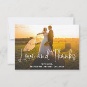 愛モダンと写感謝してい真のシンプル結婚 サンキューカード (正面)