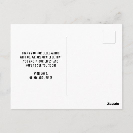 愛モダンと感謝していお礼の結婚言葉 ポストカード (裏面)