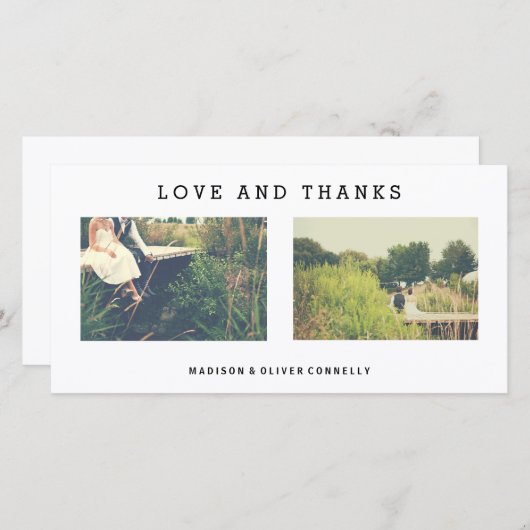 愛モダンと感謝していの写真結婚コラージュ サンキューカード (正面/裏面)
