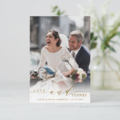 愛モダンと感謝していの写真結婚金ゴールド サンキューカード (スタンド正面)