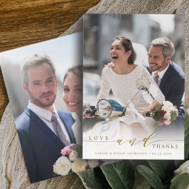 愛モダンと感謝していの写真結婚金ゴールド サンキューカード