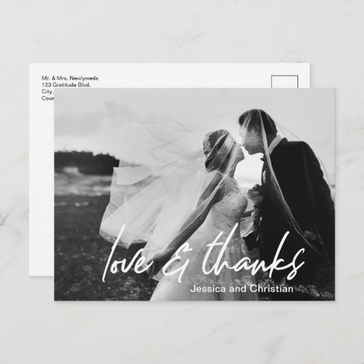 愛モダンと感謝していの結婚写真感謝していは ポストカード (正面/裏面)
