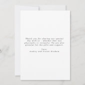 愛モダンと感謝していの結婚写真 サンキューカード (裏面)