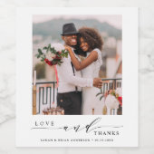 愛モダンと感謝していの結婚写真 ワインラベル (シングルラベル)