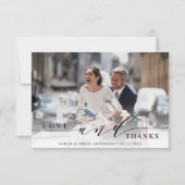 愛モダンと感謝していの結婚2枚の写真 サンキューカード (正面)