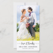 愛モダンと感謝していカスタムの写真結婚の サンキューカード (正面)