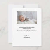 愛モダンと感謝していベビーフォトグリッド誕生状態 サンキューカード (裏面)