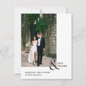 愛モダンと感謝してい結婚の写真コラージュ サンキューカード (正面)