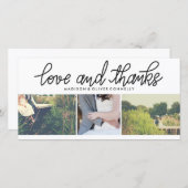 愛モダンと感謝してい結婚の3つの写真コラージュ サンキューカード (正面/裏面)