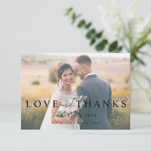 愛モダンと感謝してい2写真の結婚ありがとう サンキューカード (スタンド正面)