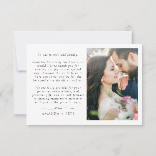 愛モダンと感謝してい2写真の結婚ありがとう サンキューカード (裏面)