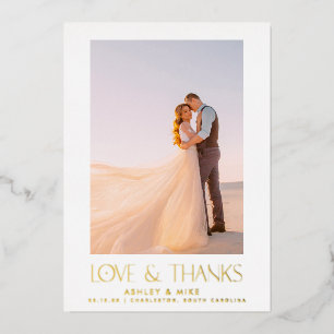 愛モダンと感謝してい2写真の結婚ありがとう 箔招待状