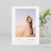 愛モダンと感謝してい2写真の結婚ありがとう 箔招待状 (立ち正面)