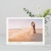 愛モダンと感謝してい2写真の結婚ありがとう 箔招待状 (立ち正面)