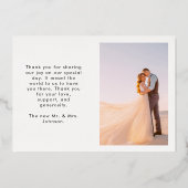 愛モダンと感謝してい2写真の結婚ありがとう 箔招待状 (裏面)