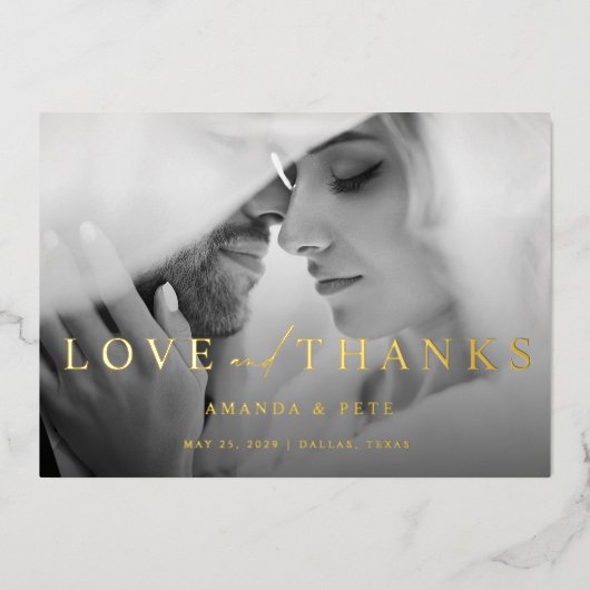 愛モダンと感謝してい2写結婚真 箔シーズンカード (正面)