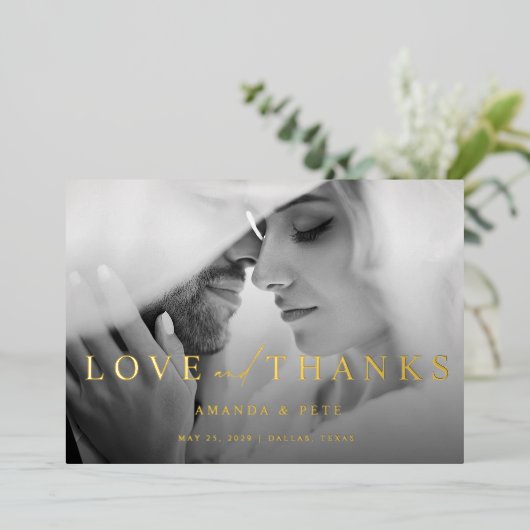 愛モダンと感謝してい2写結婚真 箔シーズンカード (立ち正面)