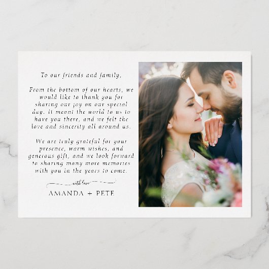 愛モダンと感謝してい2写結婚真 箔シーズンカード (裏面)