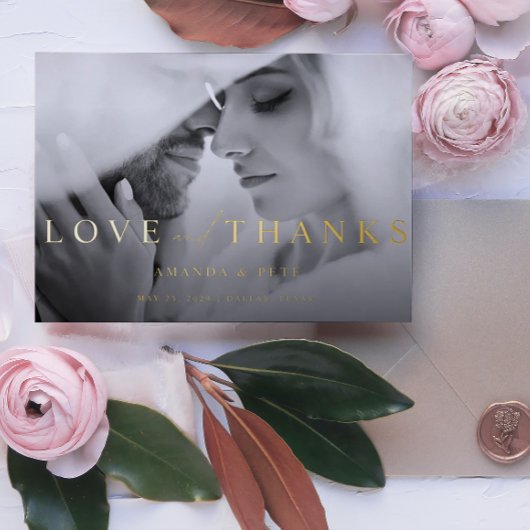 愛モダンと感謝してい2写結婚真 箔シーズンカード