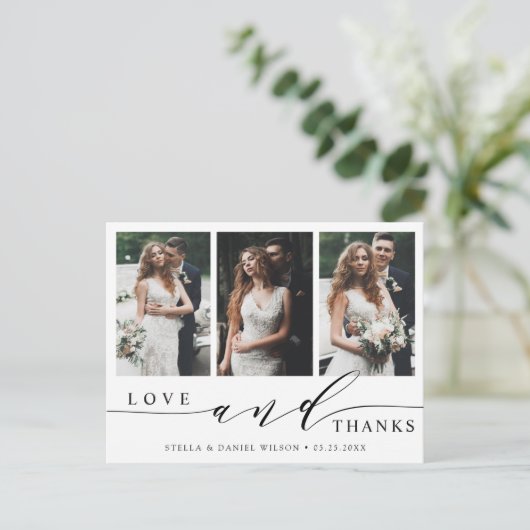 愛モダンと感謝してい3写真の結婚ありがとう ポストカード