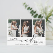 愛モダンと感謝してい3枚の写真結婚 サンキューカード (スタンド正面)