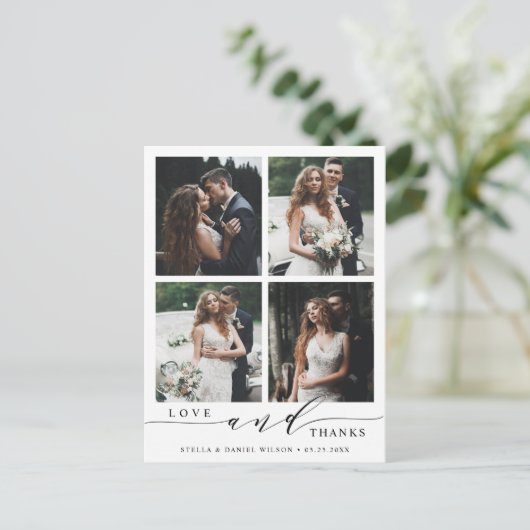 愛モダンと感謝してい4写真結婚ありがとう ポストカード (スタンド正面)