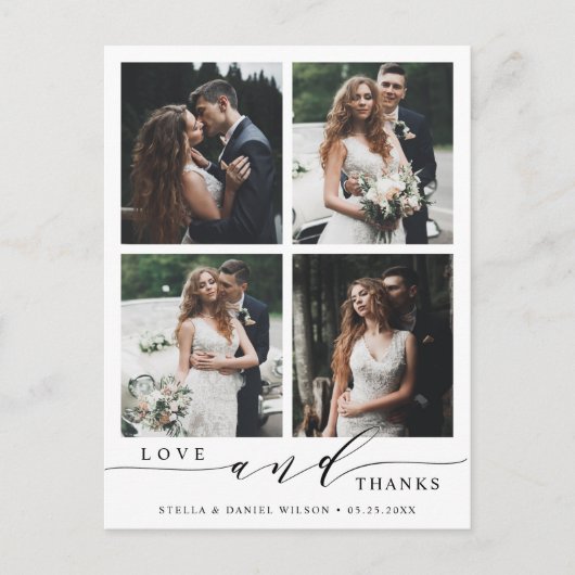 愛モダンと感謝してい4写真結婚ありがとう ポストカード (正面)