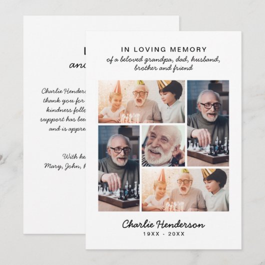 愛モダンと感謝してい5 – 写真の葬儀/死別 サンキューカード (正面/裏面)