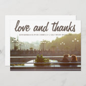 愛モダンと感謝してい |カップル写真 サンキューカード (正面/裏面)