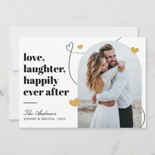 愛モダンと笑い写真アーククリスマス シーズンカード (正面)