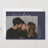 愛モダンのカスタム色の格子写真クリスマス シーズンカード (正面)