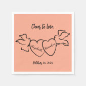 愛モダンのナプキンスパーソナライズされた結婚に応援 スタンダードカクテルナプキン (正面)