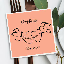 愛モダンのナプキンスパーソナライズされた結婚に応援 スタンダードカクテルナプキン