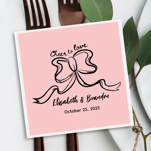 愛モダンのナプキンスパーソナライズされた結婚に応援 スタンダードカクテルナプキン