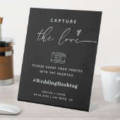 愛モダンのハッシュタグの結婚サインを取る 台座サイン (インサイチュ)