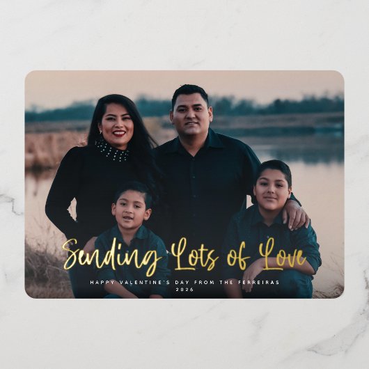 愛モダンのバレンタインの写真をたくさん送る 箔シーズンカード (正面)