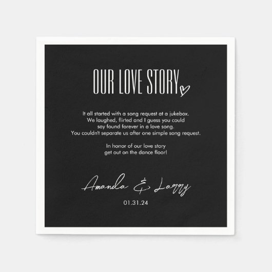 愛モダンの物語結婚の スタンダードカクテルナプキン (正面)