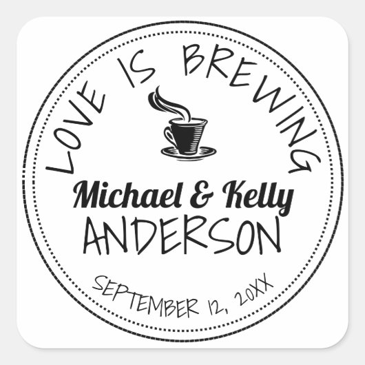 愛モダンはコーヒー茶の醸造結婚中 スクエアシール (正面)