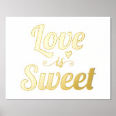 "愛モダンは甘い"引用文はっきりしたタイポグラフィ 箔ポスター (正面)