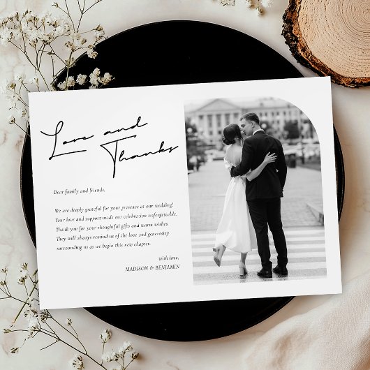 愛モダンエレガントと感謝してい結婚の サンキューカード