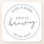 愛モダンエレガントは醸造結婚中 スクエアペーパーコースター (正面)