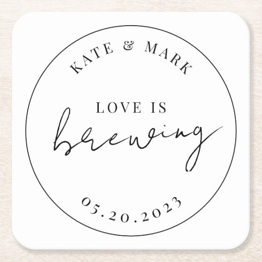愛モダンエレガントは醸造結婚中 スクエアペーパーコースター (正面)