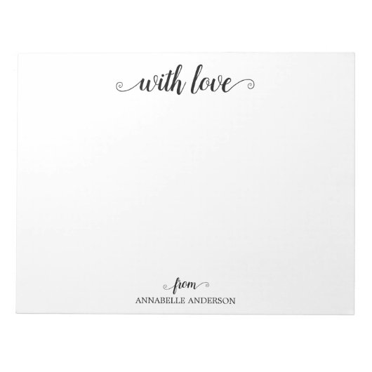 愛モダンスタイリッシュエレガントで黒い脚本 ノートパッド (正面)