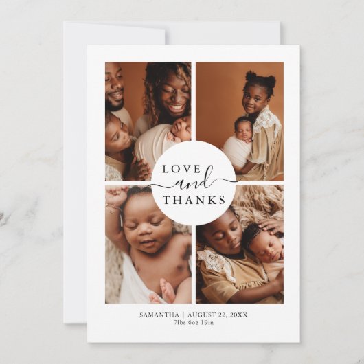 愛モダンスタイリッシュ写真の発表 サンキューカード (正面)