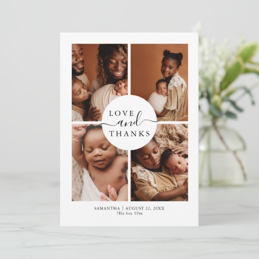愛モダンスタイリッシュ写真の発表 サンキューカード (スタンド正面)