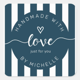 愛モダンストライプモノグラムで手作り スクエアシール