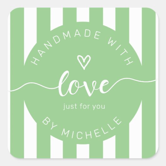 愛モダンストライプモノグラムで手作り スクエアシール (正面)