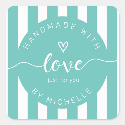 愛モダンストライプモノグラムで手作り スクエアシール (正面)