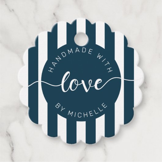 愛モダンストライプモノグラムで手作り フェイバータグ (正面)