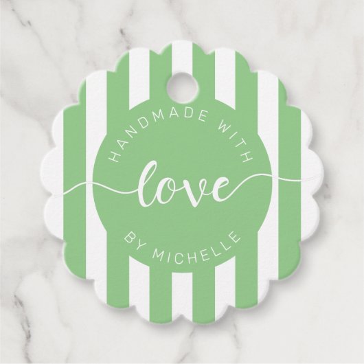 愛モダンストライプモノグラムで手作り フェイバータグ (正面)